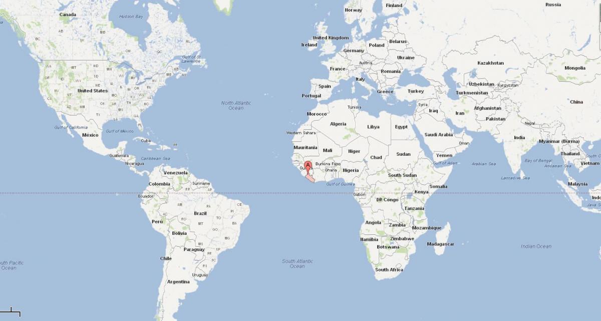 Розташування Ліберія на карті світу