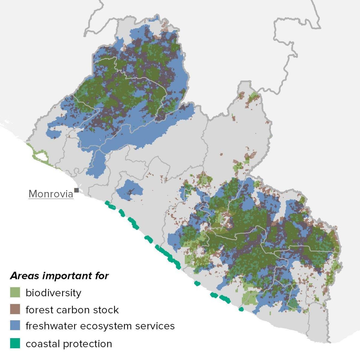 карта Ліберії природних ресурсів