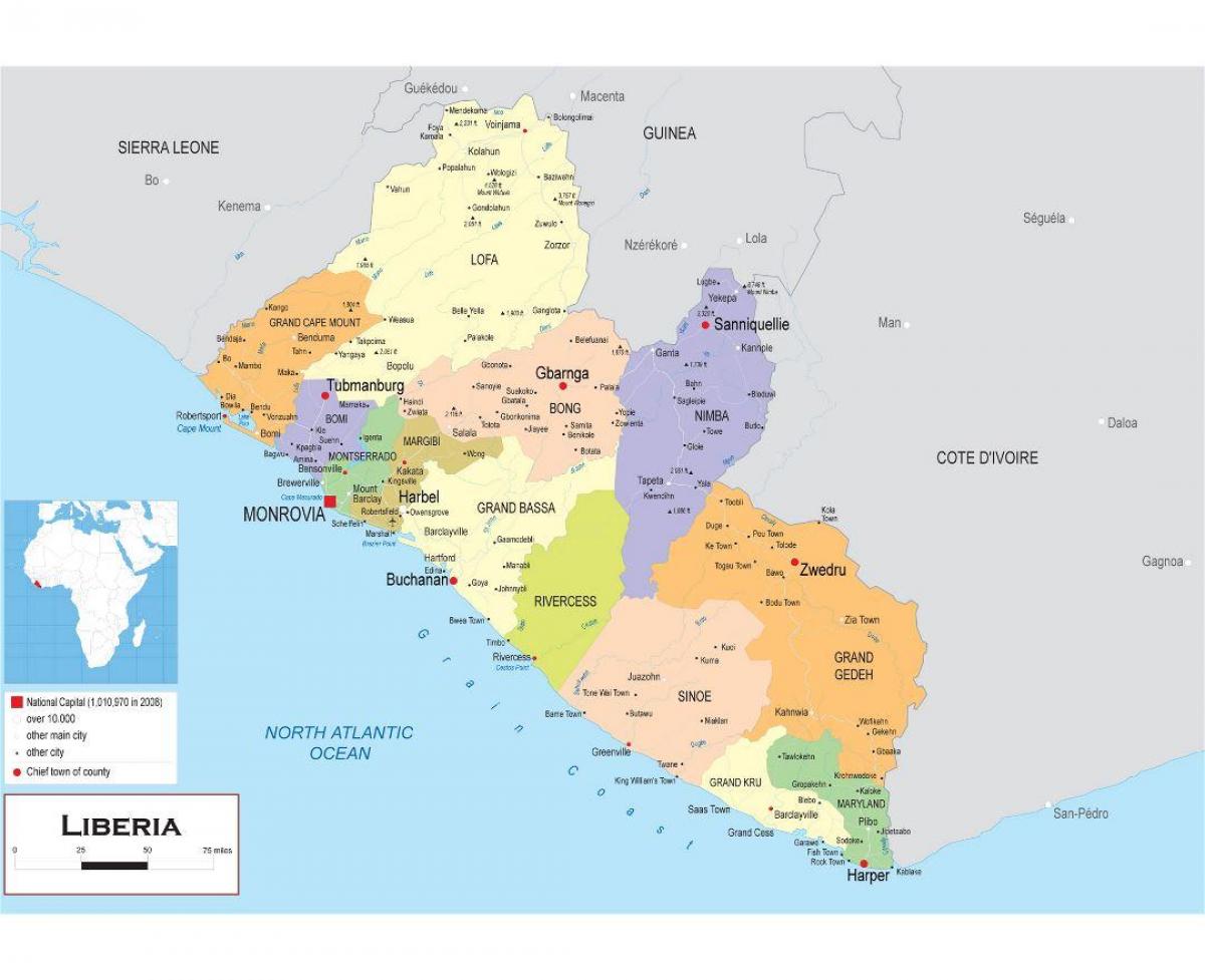карту намалювати політичну карту Ліберії