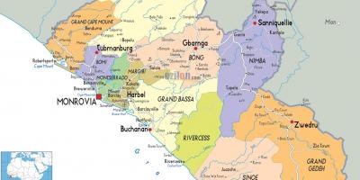 Політична карта Ліберії